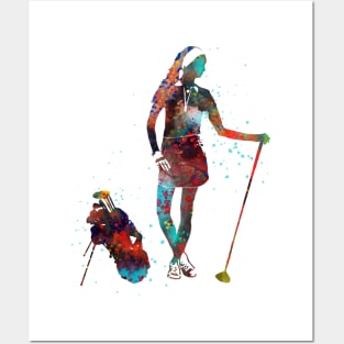 Girl golfer Posters and Art